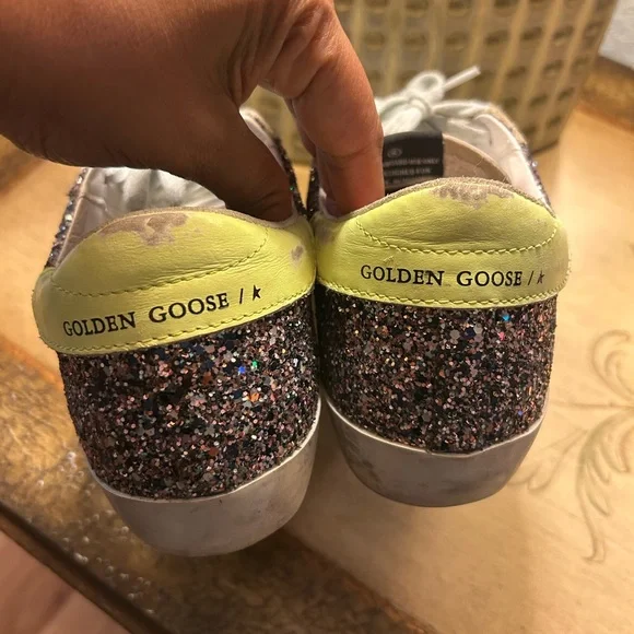 Golden Goose Multicolor Glitter Sneakers with Neon Yellow Sz 40 EUC! - Picture 8 of 15